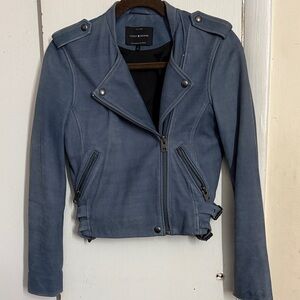 Lucky Brand Dusty Blue Lamb Leather Jacket Small